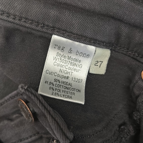Rag & Bone black stretchy fortresses raw hem jeans sz 27 - Picture 2 of 4